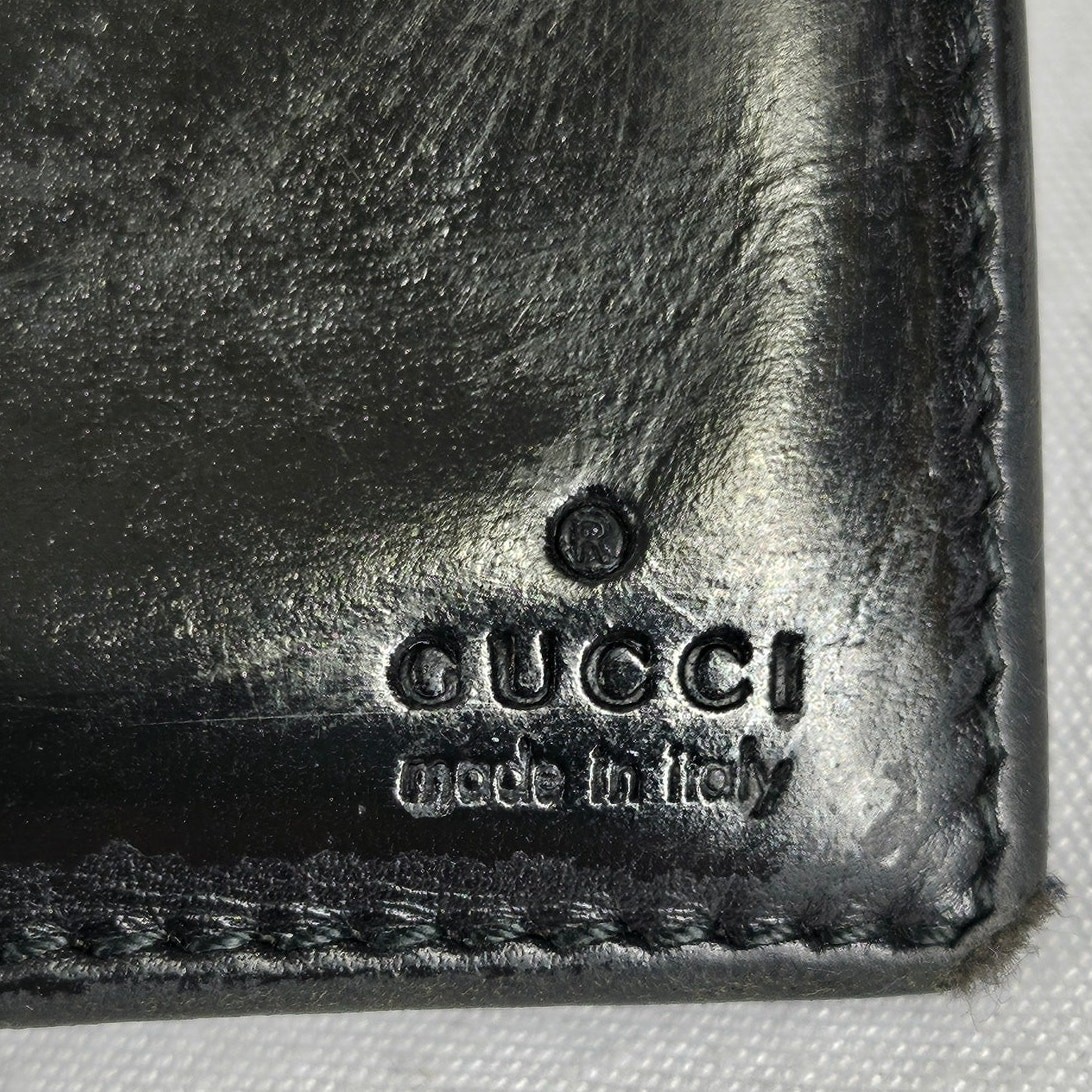 GUCCI VINTAGE MEN’S BLACK LEATHER BI-FOLD WALLET – COIN POCKET – MADE IN ITALY thumbnail 4