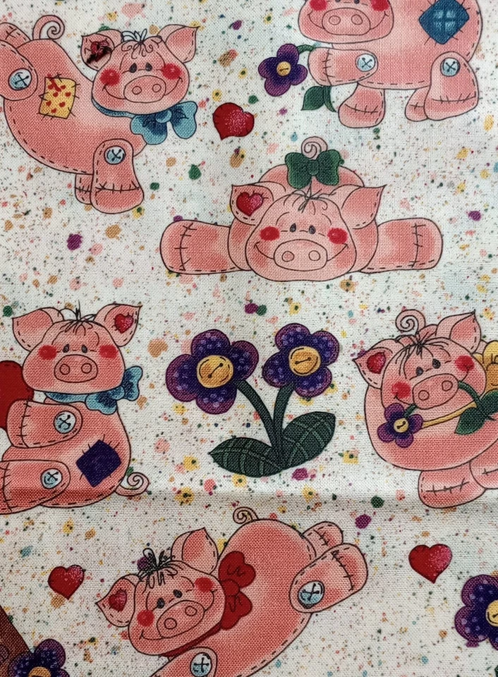 Rose Calton para telas de alta moda cerdo campo salvaje granja cerdo granja 1 yarda  Foto 3 de 4