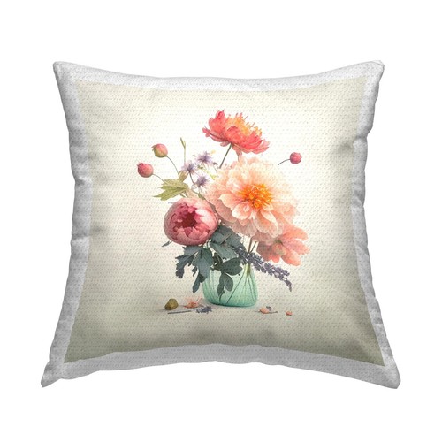 Budding Flower Bouquet Outdoor Printed Pillow, 18 x 18, Multi-Color