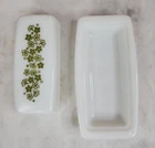 Pyrex 72-B Crazy Daisy Spring Blossom Butter Dish Vintage Green 1 Stick