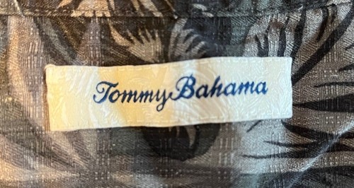 Ohio State Buckeyes Tommy Bahama Men’s L Hawaiian Floral Button Up Gray Black - Picture 8 of 12