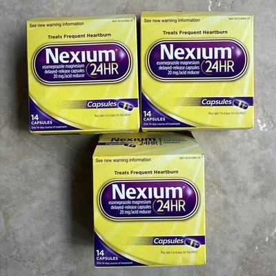 3PK Nexium 24HR Acid Reducer/Heartburn Relief 14 Capsules Per Box Exp. 6/27+