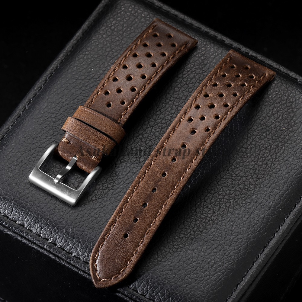 Vintage 70's Perforated Leather Rally Watch Band Quick Release 18/19/20/22mm