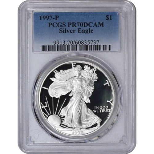 1997-P PCGS PR70 DCAM American Silver Eagle Blue Label 5737