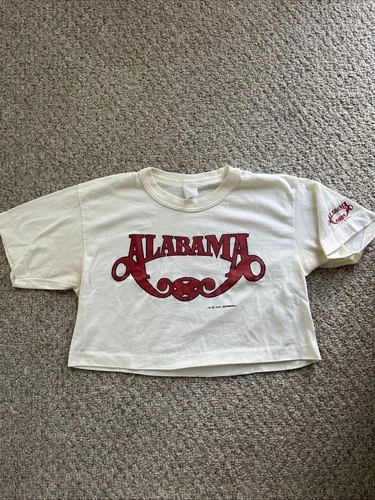 Vintage 1980 Alabama Band Tour Cropped Top T-Shirt Size L 1980s vintage concert t-shirt, vintage, single stitch, B+ condition