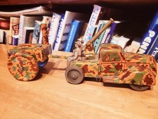 VERY NICE VINTAGE 1930'S TIN LITHO CAMOUFLAGE ANTI-AIRCRAFT TRUCK w/ KITCHEN