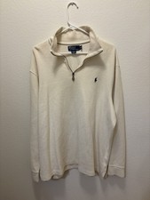 Polo Ralph Lauren Sweatshirt Sweater Mens XXL Ivory Cream QZip Pullover Pony