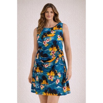 Pacific Legend Hawaiian Dress 2XL NWT Made In Hawaii Tropical Sunset Palm Print