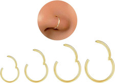 Hypoallergenic Nose Rings Hoops Set, 8PCS 18G 316L Surgical Stainless Steel