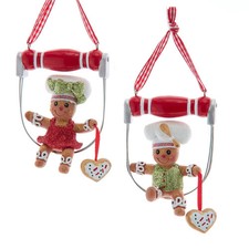 Kurt Adler Gingerbread Boy  Girl On Dough Cutter Ornaments, 2 Assorted