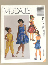 1990's McCall's Child's Dress,Jumpsuit,Romper Pattern 8787 Size 4-6 UNCUT