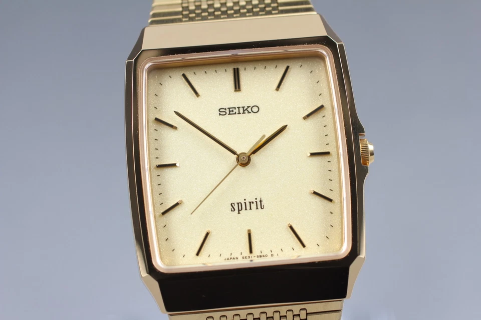 Vintage 1993 Exc+5 Seiko Spirit 5E31-5A60 Gold HAQ Quartz Mens Watch From JAPAN - Image 3 of 4