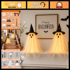 2pcs Spooky Ghost Decorations with String Lights  Remote Control for Halloween