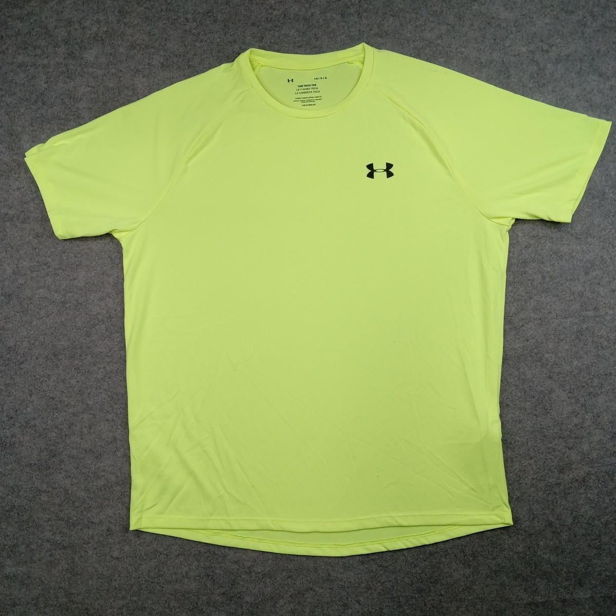 Under Armour Shirt Mens Large Yellow HeatGear Tech Tee Short