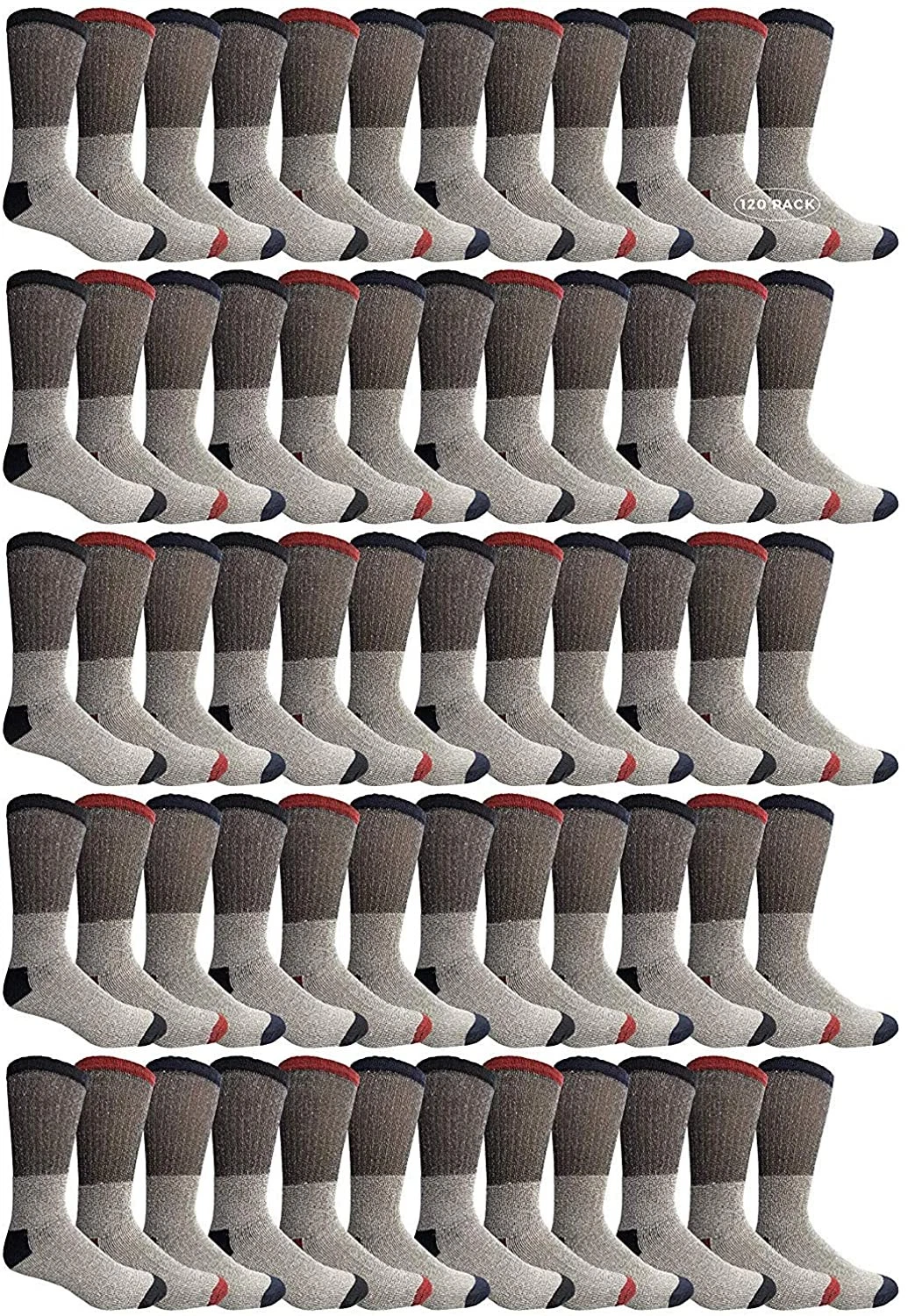 120 Mens & Womens Cotton Thermal Crew Socks, Boot Sock (Assorted Women (9-11)