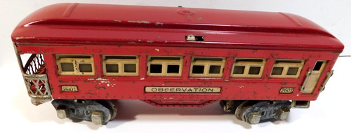 Coche de pasajeros de observación rojo modelo de metal escala O Lionel #2610 (nuevo en caja) | Condition: Used