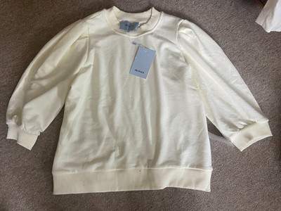 Damen Minus Creme Sweatshirt mit Puff 3/4 Ärmeln Gr. XL Neu mit Etikett, UVP 87£!