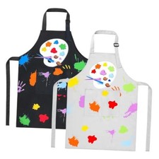 2 Pack Kids Apron, Cute Cooking Aprons, Waterproof 45 62cm Graffiti Art Palette