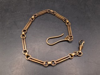 🔥 ANTIQUE 14K SOLID GOLD WATCH FOB CHAIN FANCY TREAD LINK 11 GRAMS SIGNED L&S