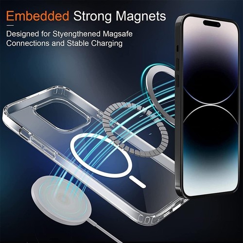Coque fine magnétique transparente placage Magsafe pour iPhone 16 15 14 Pro Max 13 12 - Photo 7 sur 36