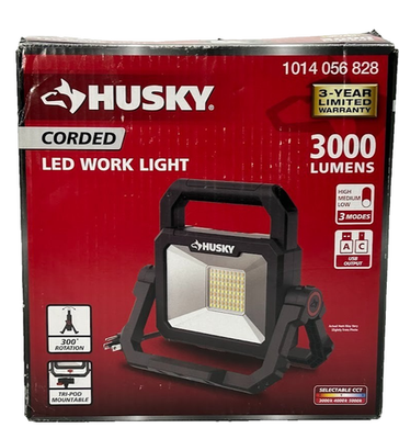 #ad Husky 3000 Lumen LED Portable Corded Work Light $34.99