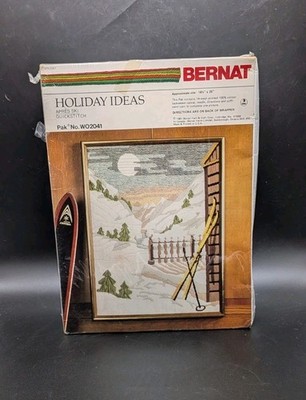 Bernat Needlepoint Kit 18'' X 25'' Apres Ski Quickstitch Kit 1981 WO2041