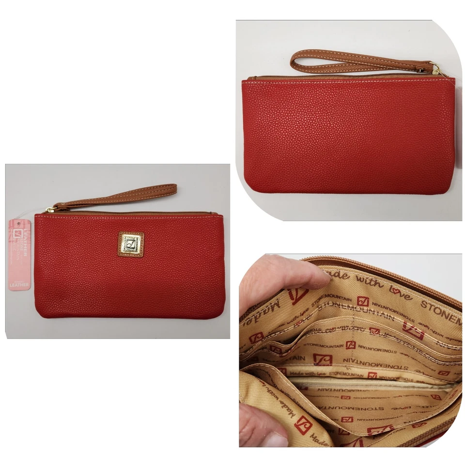 Muñequera de cuero adherido con logotipo de Stone Mountain TÚ ELIGES negra o roja Foto 2 de 3