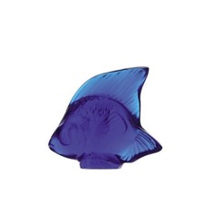 Factory New Lalique France Fish Sculpture in 'Cap Ferrat Blue' with Box