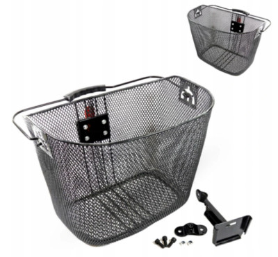 BIG Frontlenker schwarz Mesh Metall Fahrradkorb One Click-On Arm - Metallhalterung