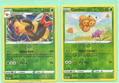 2 ASTRAL RADIANCE POKEMON SET-VESPIQUEN 012/189+ COMBEE 011/189- REV HOLO NM/M