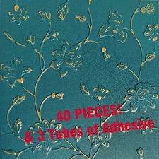 Ceiling Tiles, Glue Up 20" x 20", Foam, FUJI Gold Green 40PCS & 3Tubes of Glue