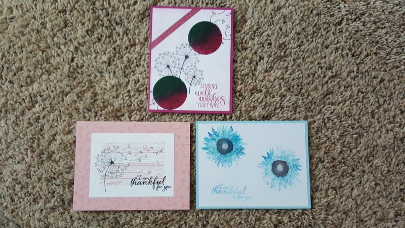 3 Handmade Stampin' Up Dandelion Wishes, Painted Harvest