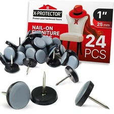 1" Furniture Glides 24 pcs – Grey Nail-on Chair Sliders – Premium Chair Leg Floo