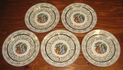 Set Of 5 New York Atlas China Warranted 22 Karat Gold Eggshell Nautilus Plates Ebay