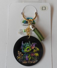50mm Balck Acrylic Dragon Keyring + Tassel