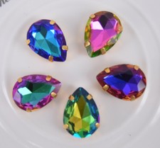 50 pcs Crystal Glass Rhinestones Tear drop Color Faceted Beads Jewelrys DIY