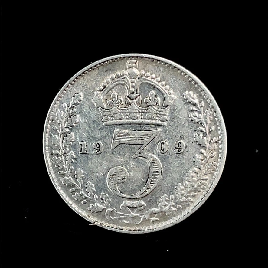 1909 GREAT BRITAIN 3 pence Edward VII  .925 Silver Coin  Km 797.2 - Image 4 of 4