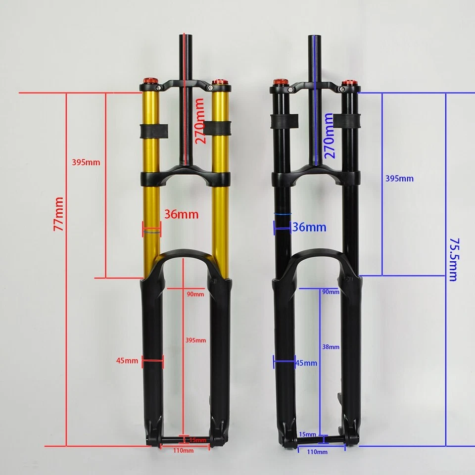 27.5/29er Mountain Bike DH Fork Double Shoulder Bicycle Fork Travel 160mm - Image 2 of 4