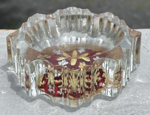 Antique Georgian 18th - Early 19th C. Cut Glass Cranberry Painted Master Salt - Bild 12 von 15