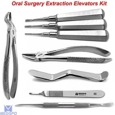 Oral Surgery Extraction Forceps Scalpel Handle Surgical Extraction Elevators Kit