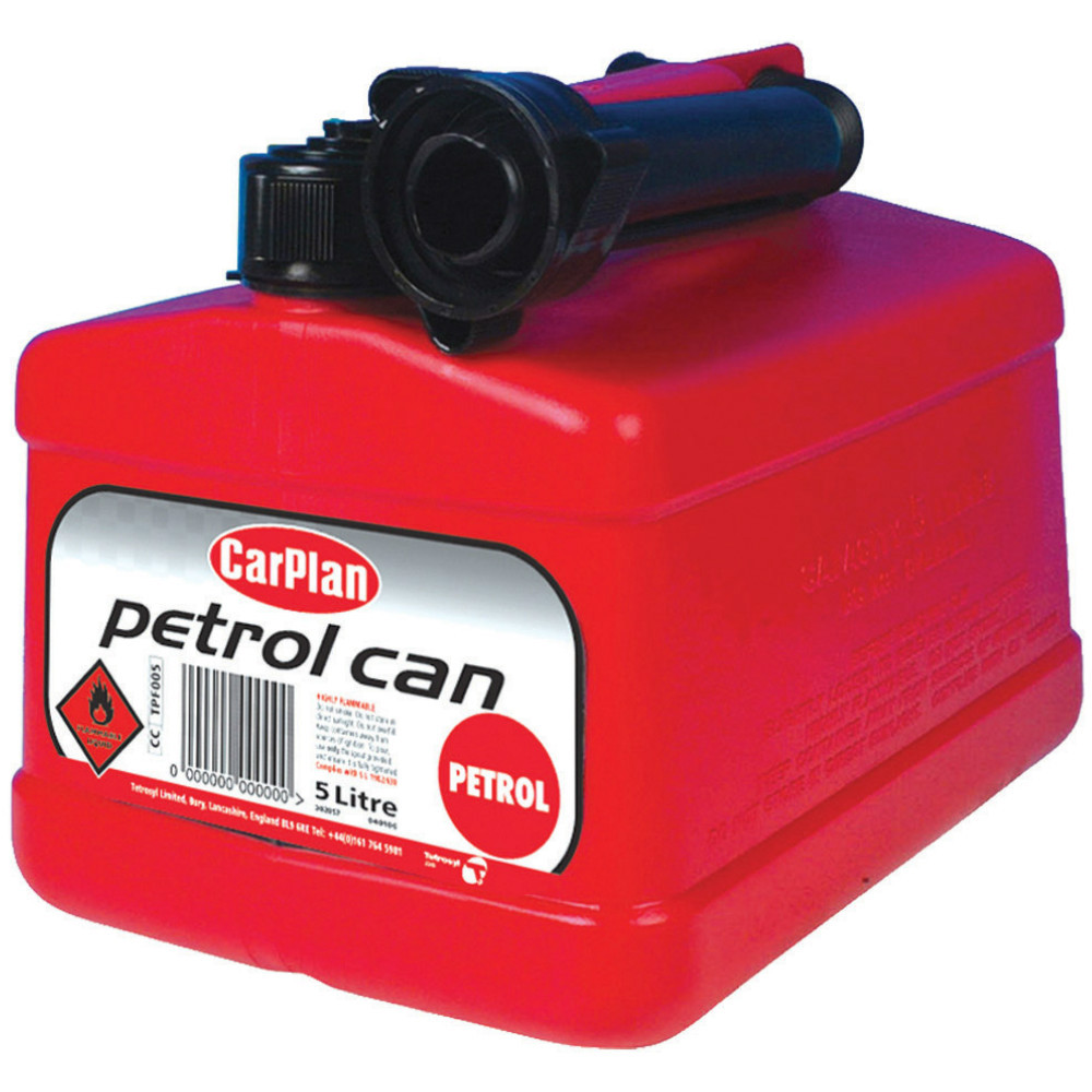 CarPlan Petrol Fuel Jerry Can Tetracan Garage Workshop Plastic Spout Red 5 Litre