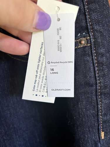 Old Navy "Curvy Profile" Blue Jeans Mid-Rise Straight Leg Size 16 NWT Dark - Picture 4 of 5