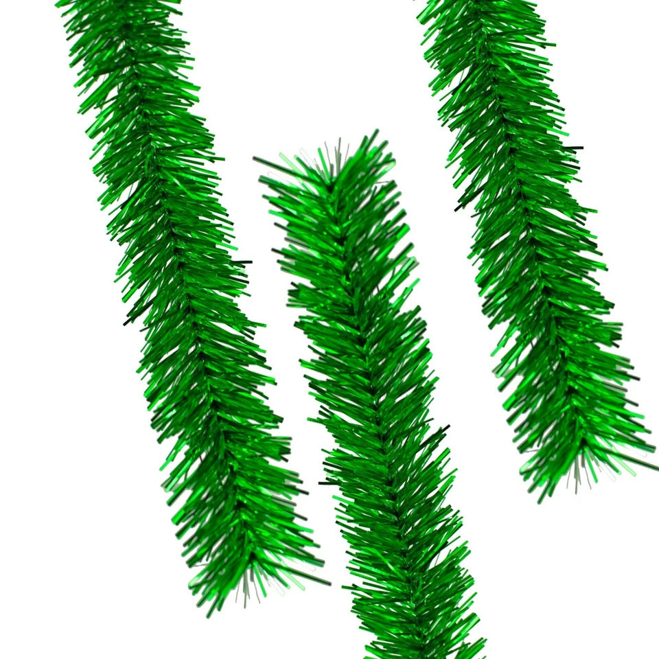 Guirnalda de oropel verde metálico brillante 30 pies x 3 pulgadas cepillo de oropel de Navidad Foto 3 de 4