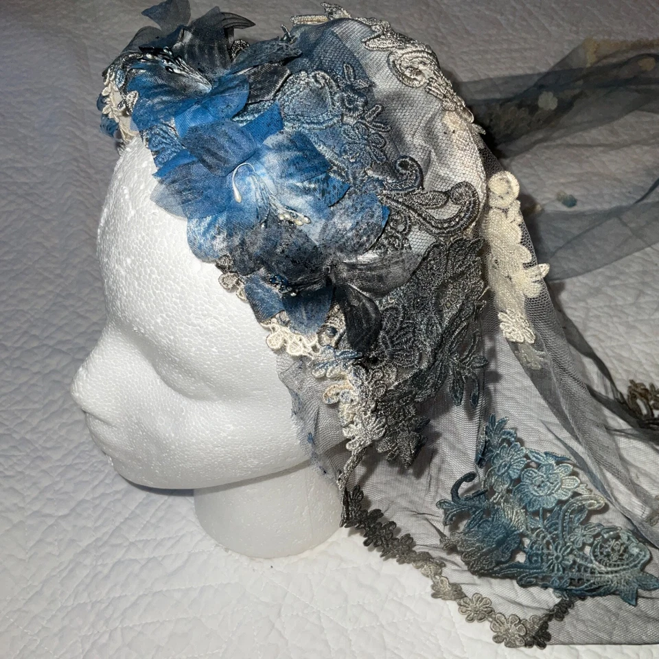 Cadáver Novia Boda Velo DISFRAZ Gótico Único Emily Fantasma Encaje Corona De Colección Foto 3 de 4