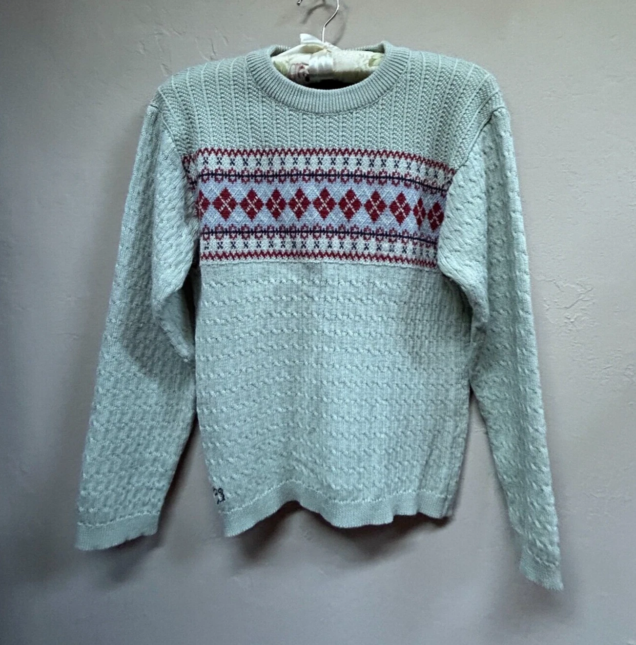 burton pullover pure virgin wool cable knit fair isle sweater