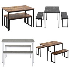 AcornFort FD01 Kitchen Dining Table and 2 Bench Chairs Set for 2/4 People