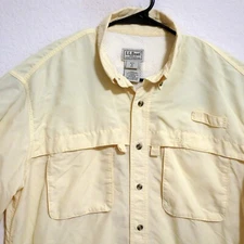 LL Bean Shirt Mens Medium Long Sleeve Button Fishing Vented Hiking Camping
