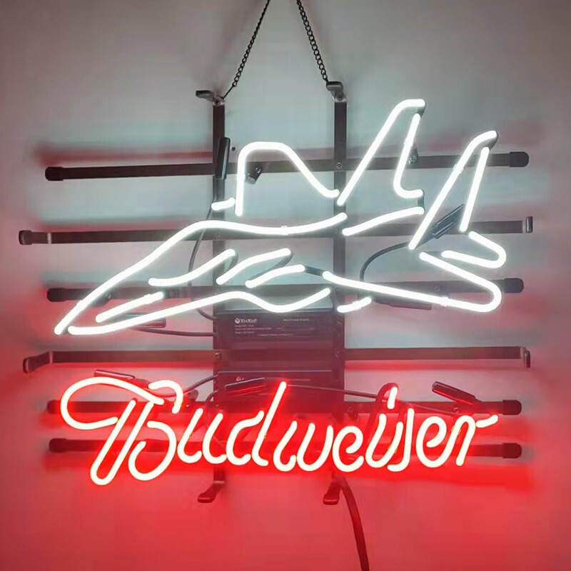 Fighter Jet Beer Logo Neon Sign Light Bar Beer Visual Display