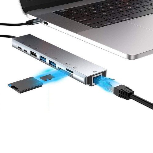 Metal 8-in-1 Docking Station USB-C Hub Type C To USB PD 3.0 C9Y8 N9A0 4K K7W2 - Photo 9/9