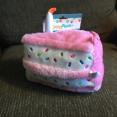 birthday cake plush dog toy